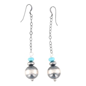 Vangie Touchine Navajo Turquoise Sterling Earrings 7g