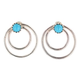 Sylvia Chee Navajo Sterling Kingman Turquoise Earrings 0.8g