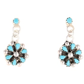 Tricia Leekity Zuni Kingman Turquoise Sterling Earrings 3g
