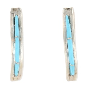 Kent Lonjose Zuni Sterling Turquoise Inlay Earrings 1.5g
