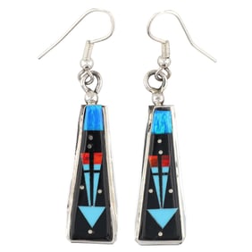 Gilbert Smith Navajo Sterling Inlay Hook Earrings 5g