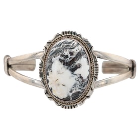 Eddie Secatero Navajo Sterling White Buffalo Cuff Bracelet 30g