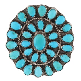 Vintage Navajo Sterling Turquoise Brooch 11.5g