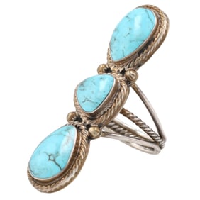 Running Bear Sterling Turquoise Ring Sz. 8, 11g