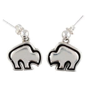 Ervin Hoskie Navajo Sterling Buffalo Earrings 7g