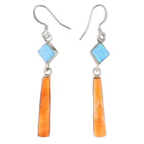 Victor Thompson Navajo Spiny Oyster Opal Sterling Earrings 5g