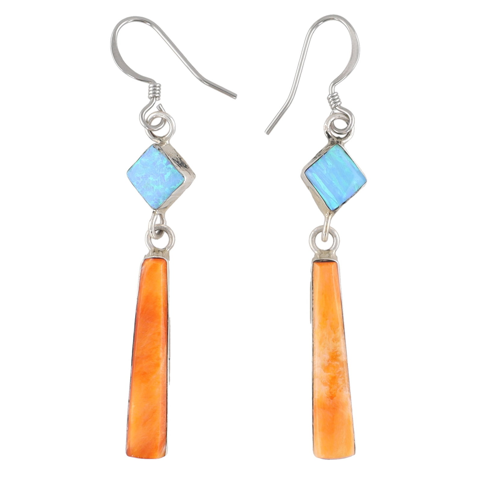 Victor Thompson Navajo Spiny Oyster Opal Sterling Earrings 5g: Victor Thompson Navajo Spiny Oyster Opal Sterling Earrings 5g