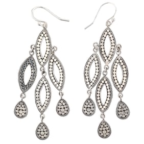 Signed J Sterling Chandelier Hook Earrings 11g