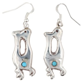 Tim Yazzie Navajo Sterling Kingman Turquoise Earrings 11g