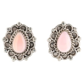 Maxine Ramirez Navajo Sterling Pink Conch Earrings 8g