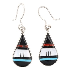 Florenda Lonase Zuni Sterling Inlay Earrings 2.5g