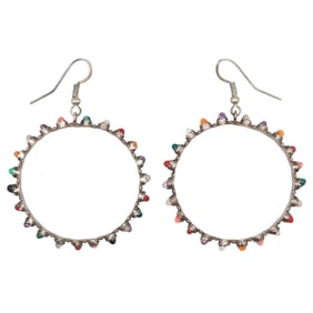 Leife Esalio Zuni Sterling Multi Stone Hoop Earrings 9g