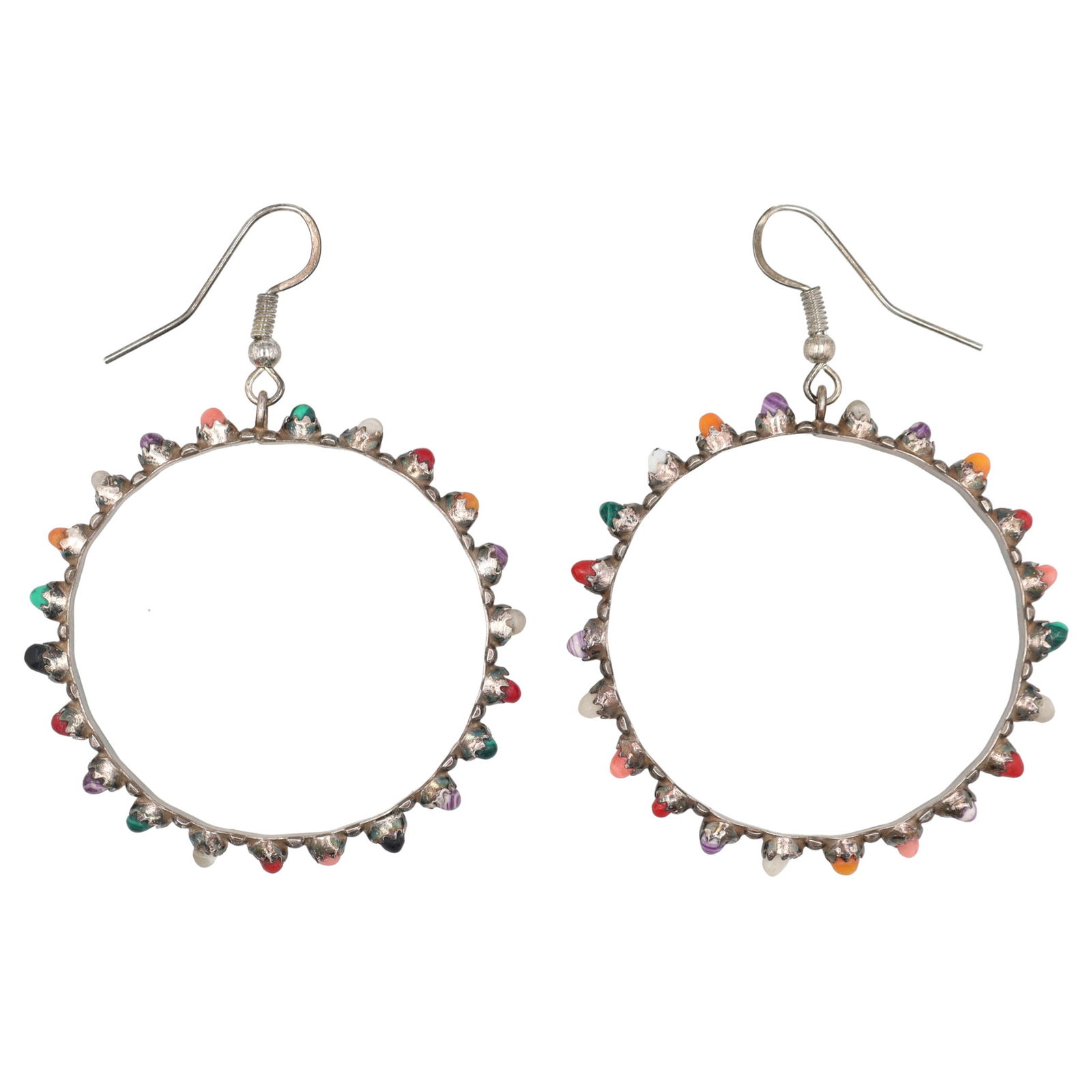 Leife Esalio Zuni Sterling Multi Stone Hoop Earrings 9g (1 of 5)