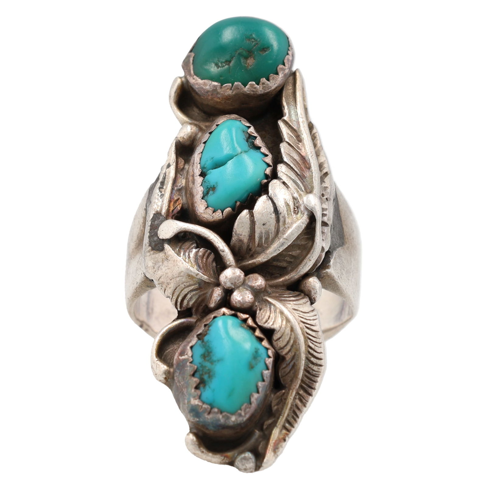 FAL Signed Mexico Sterling Turquoise Ring Sz. 8.5, 17g (1 of 7)