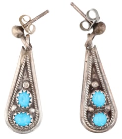 Vintage Navajo Sterling Turquoise Earrings 4g