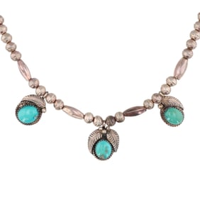 Vintage Navajo Sterling Turquoise Choker 24g