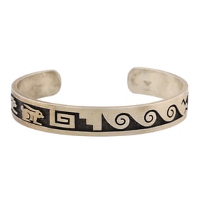 Augustine Mowa Sr. Hopi Sterling Overlay Cuff Bracelet 25g