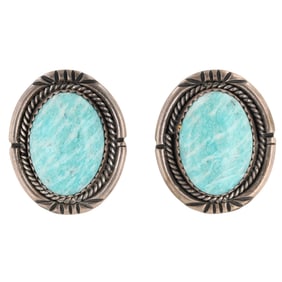 Vintage Navajo Sterling Agate Earrings 10g