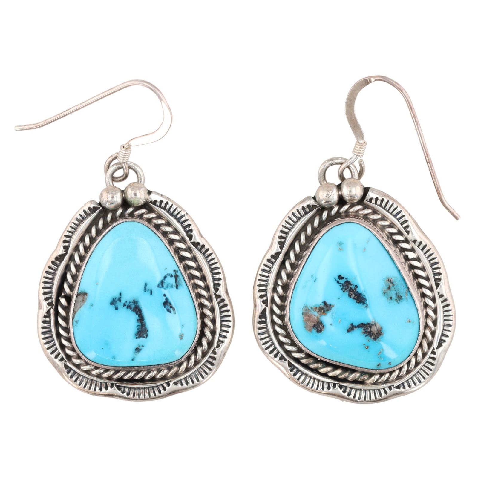 A. BEBO Navajo Style Turquoise Sterling Earrings 11g (1 of 4)