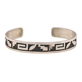 Guy Josytewa Hopi Sterling Overlay Cuff Bracelet 18g