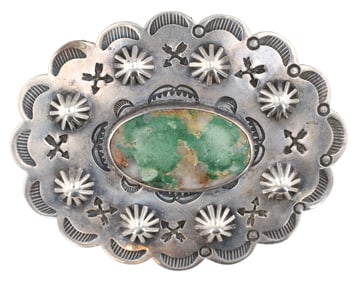 Vintage Navajo Sterling Turquoise Brooch 20g