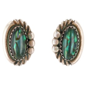 Vintage Navajo Sterling Abalone Earrings 3.5g