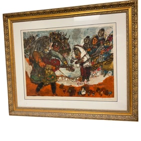 Theo Tobiasse "Un Chant De Violin Qui Nous Sort De Mitzrain Circa 1968 Signed and Numbered 6/20