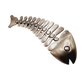 Signed 'SMM' Eagle 3 Vintage Sterling Fish Bone Brooch