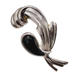Taxco TJ-30 Mexico Sterling Onyx Swirl Pendant-Brooch