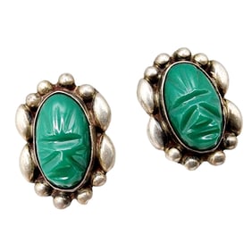 Signed Mexico Sterling Aztec Mask Earrings