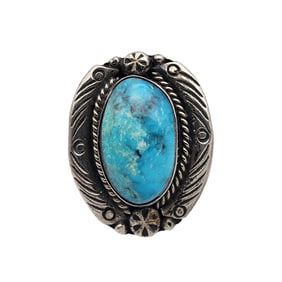 Vintage Southwest Sterling Turquoise Ring Sz 9