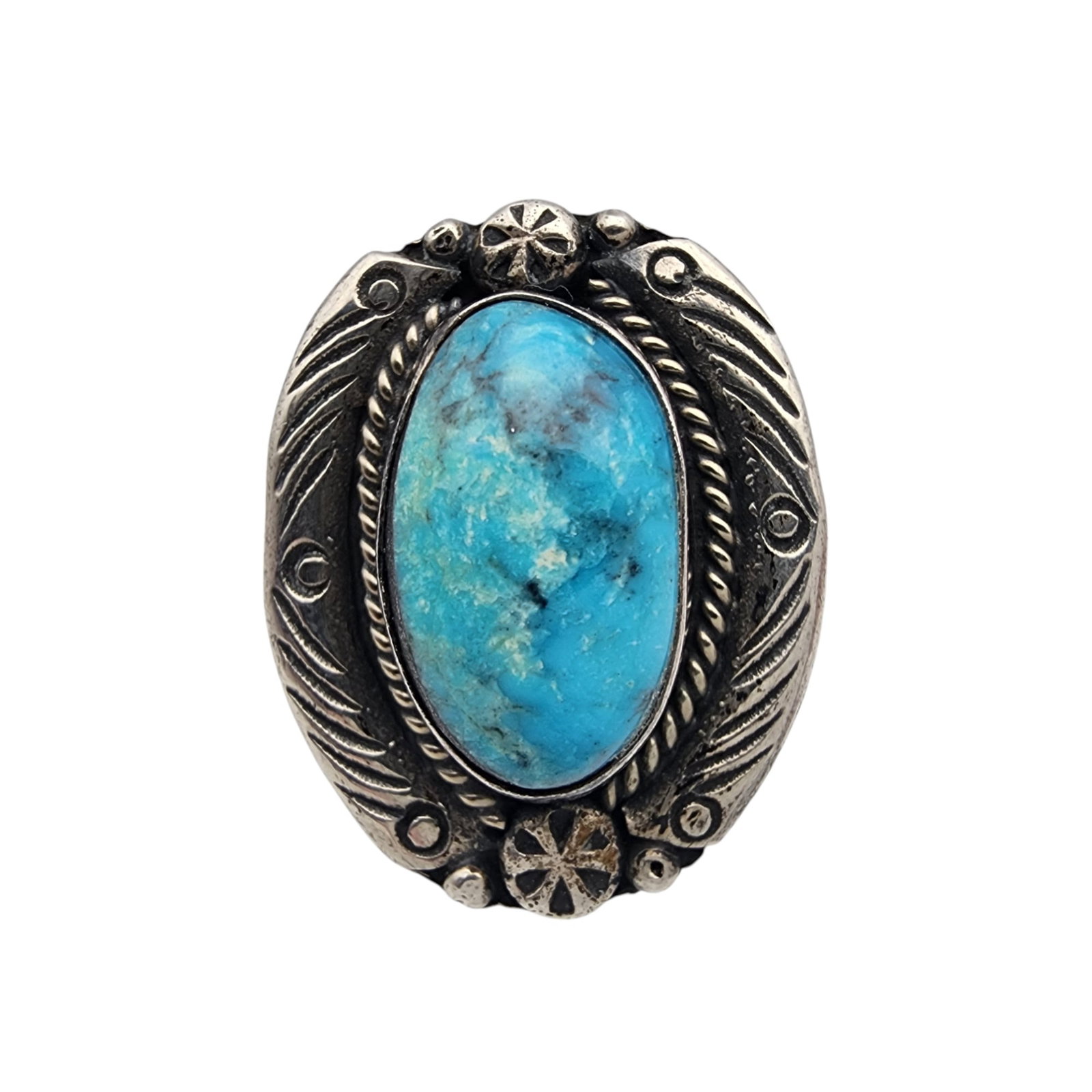 Vintage Southwest Sterling Turquoise Ring Sz 9 (1 of 7)