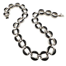 950 Taxco TS-108 Heavy Onyx Vintage Sterling Necklace