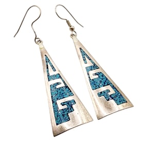 Mexico Alpaca Crushed Turquoise Earrings