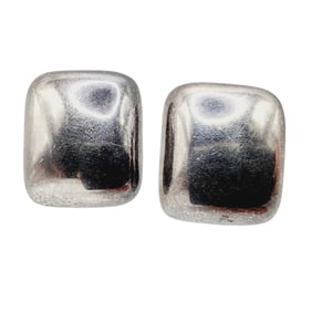 Signed 'ATI' Mexico Sterling Hollow Form Square Earrings