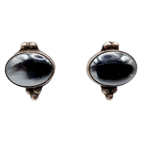Vintage Mexico Sterling Hematite Earrings