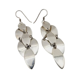 Signed 'DDD' Vintage Sterling Mexico Chandelier Earrings