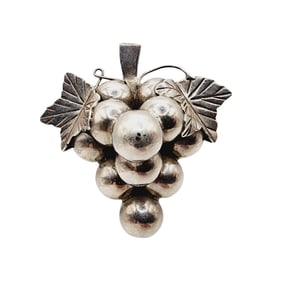 Signed Taxco TC-1? Sterling Cluster Grape Brooch
