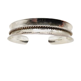 Signed 'DDD' Vintage Mexico Sterling Twist Cuff Bracelet
