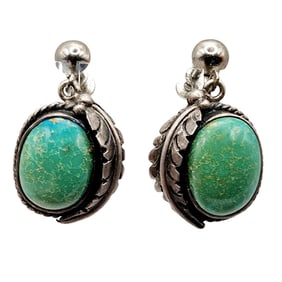 Southwest Sterling Turquoise Feather Earrings