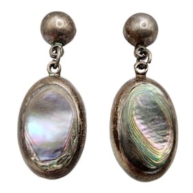 Taxco TV-102 Vintage Sterling Abalone Earrings