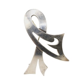 Taxco TM-96 Mexico Vintage Sterling Ribbon Brooch