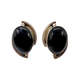Taxco TA-96 Mexico Vintage Sterling Onyx Earrings