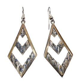 Signed Vogt Old Mexico Vintage Sterling Dangle Earrings