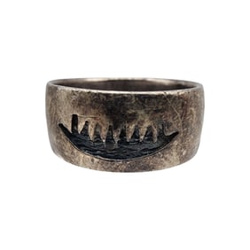 Signed Vintage Sterling Handstamped Ring Sz 7