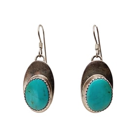 Signed Southwest Sterling Turquoise Earrings