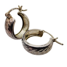 Vintage Mexico MC-235 Sterling Hoop Earrings