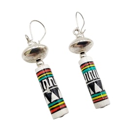 Southwestern Sterling Tribal Dangle Earrings
