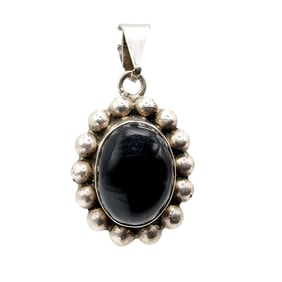 Vintage Mexico Sterling Onyx Pendant