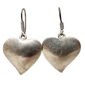 Taxco TS-14 Mexico Vintage Sterling Heart Earrings